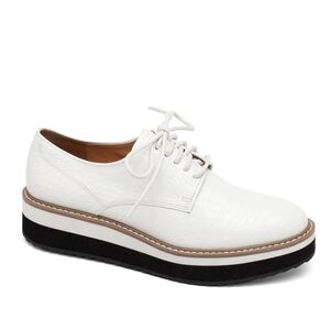 LISA VICKY Platform Oxford Shoes White Leather Womens 7.5